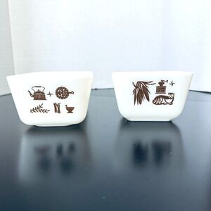 Pyrex Fridgies 0501 Small and 502 Medium Early American NO LIDS